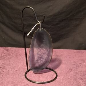 Agate Slice Thin Suncatcher Ornament Blue Black EUC (Stand Not Included)